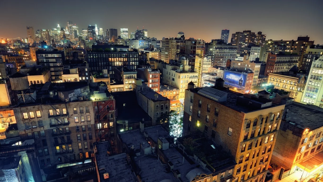 usa, lower manhattan, noho on down, ночь, night, new york city, нью-йорк, огни, roof, nyc