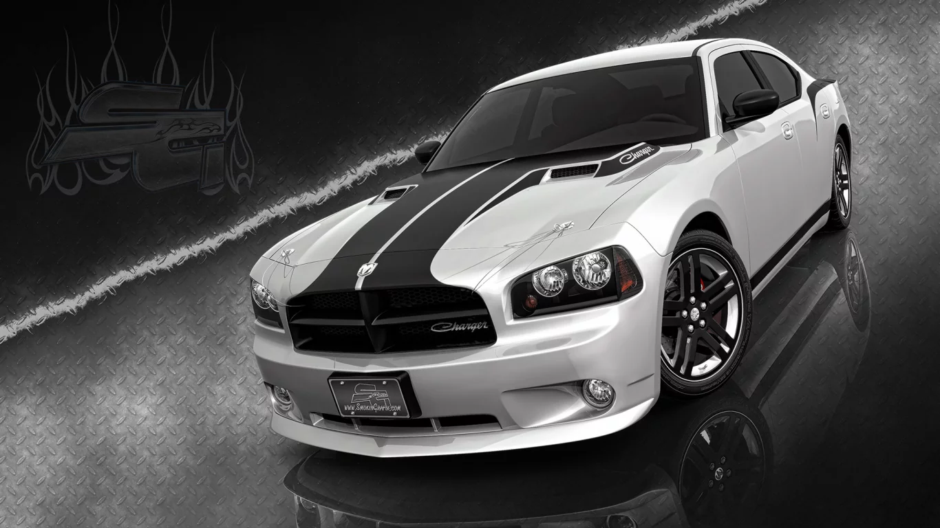 обои, черно-белый, тюнинг, dodge charger, авто