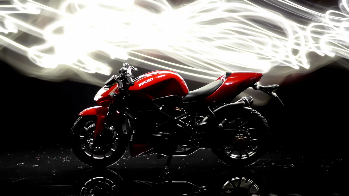 streetfighter, ducati, свечение, фон, мотоцикл, темный