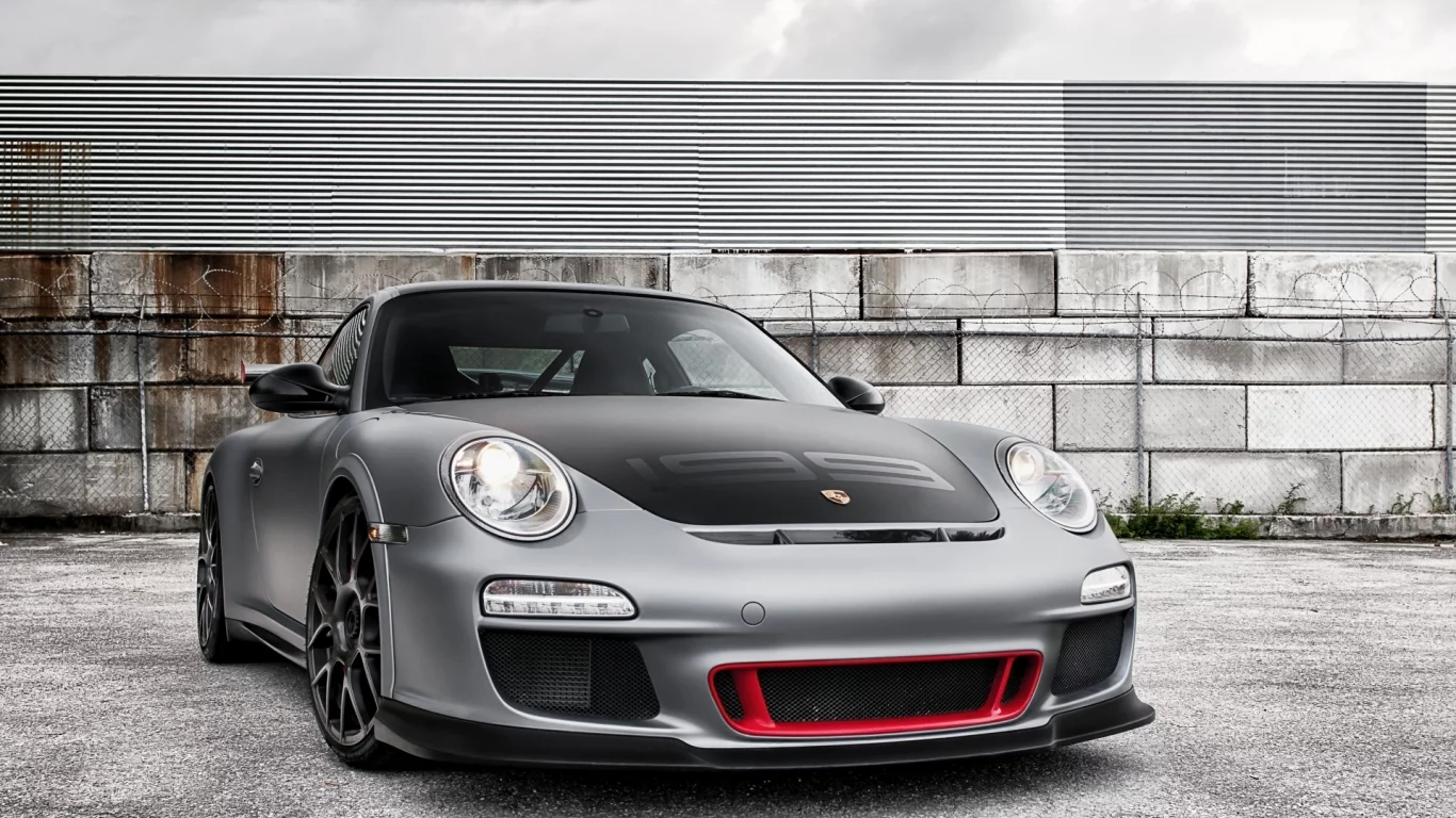 rs, серый, суперкар, забор, гт3, передок, небо, porsche, рс, 911, порше, gt3, колючая проволока