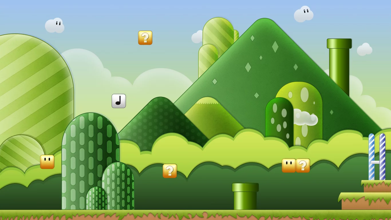 облака, трубы, кирпичи, игра, марио, mario, холмы