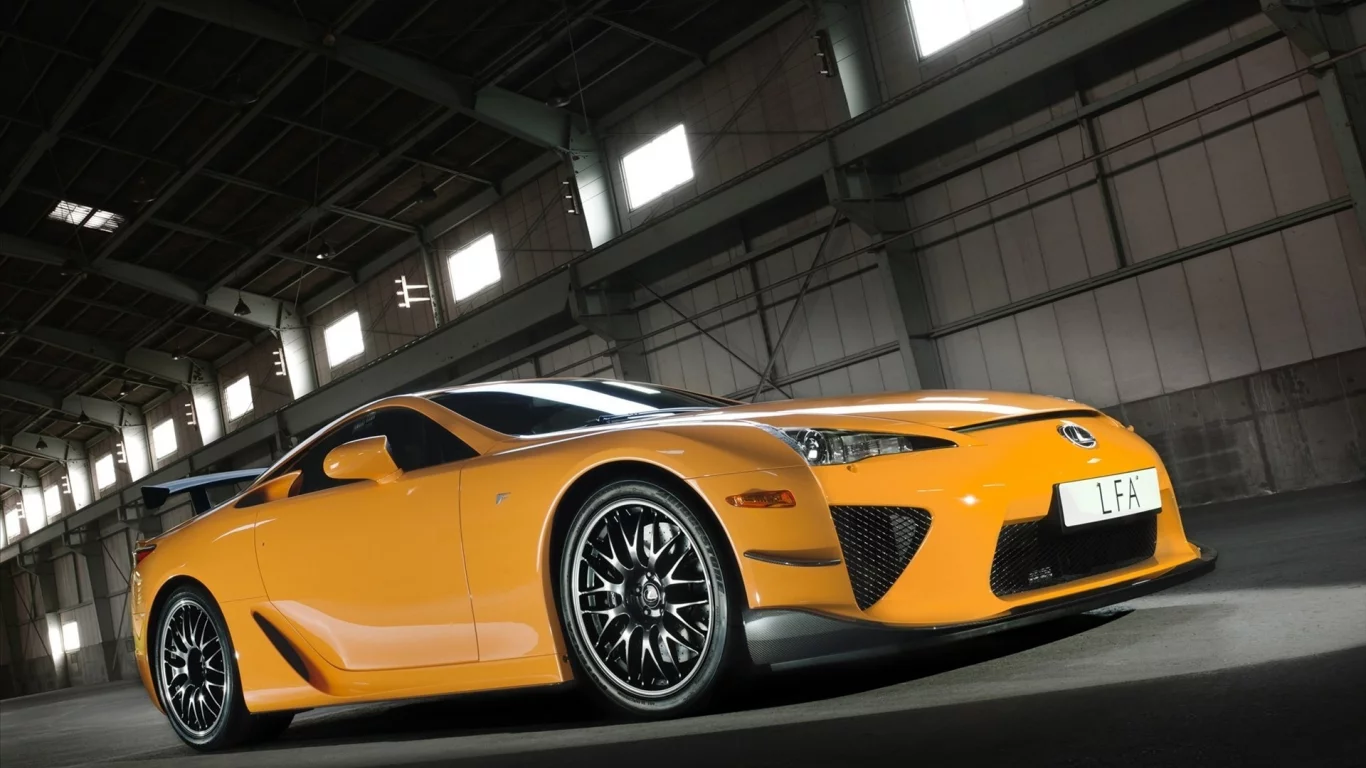 лексус, вид сбоку, lexus lfa, оранжевый, sideview