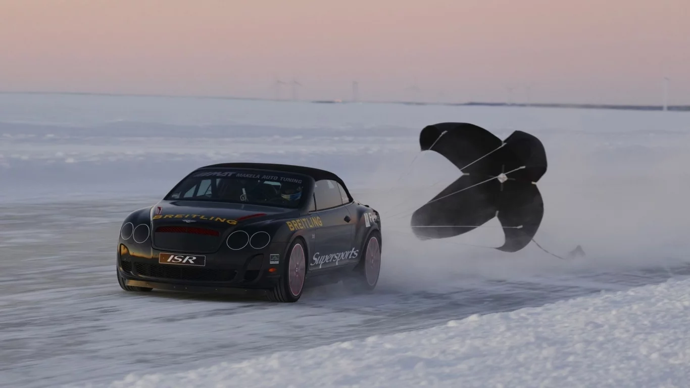 трасса, snow, car, 1920x1200, машина, speed record on ice, winter, bentley continental supersports, ice, зима, рекорд скорости на льду, лёд, снег, road
