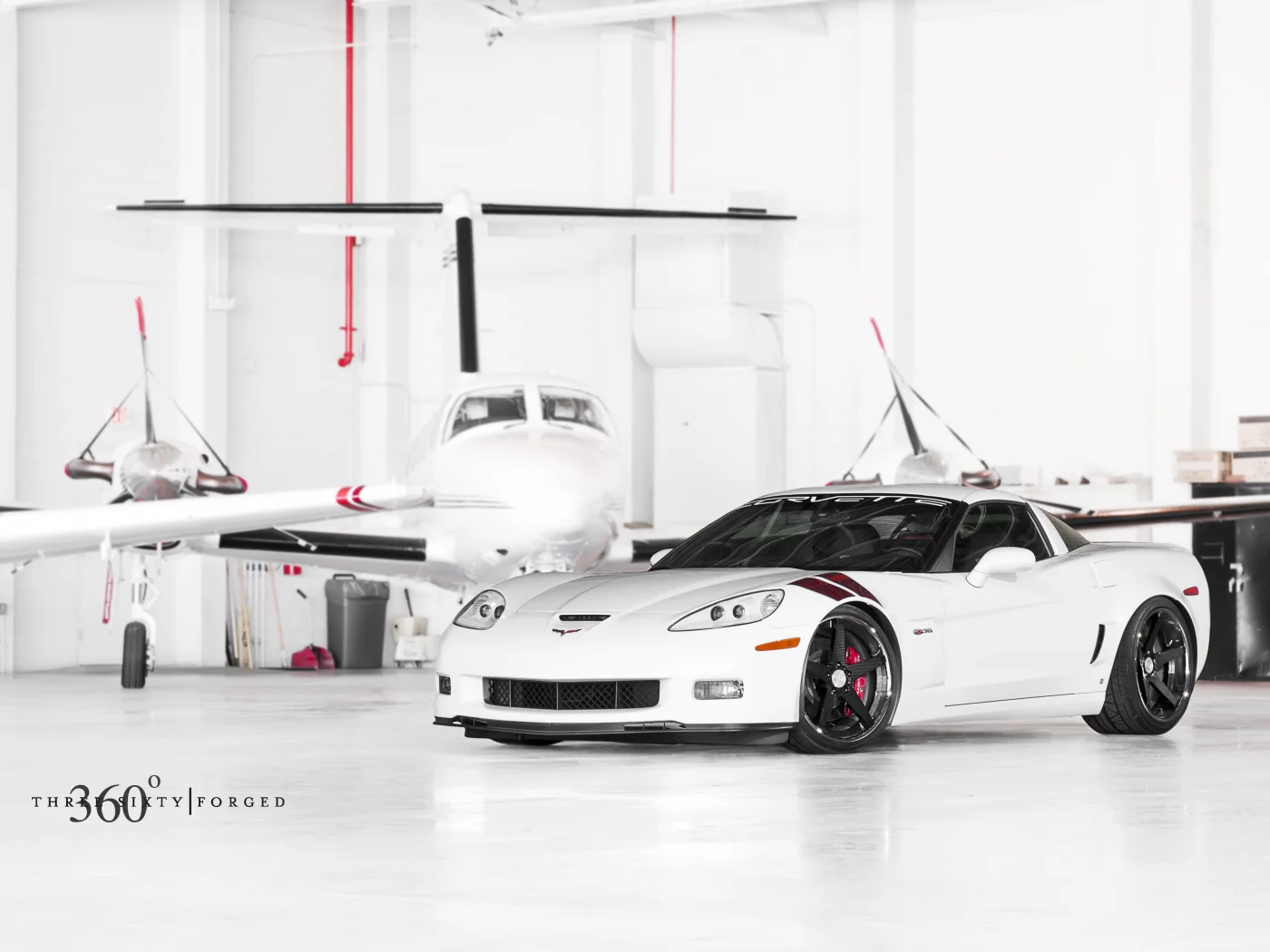 chevrolet, z06, передняя часть, 360 three sixty forged, corvette, шевроле, white, ангар, корвет
