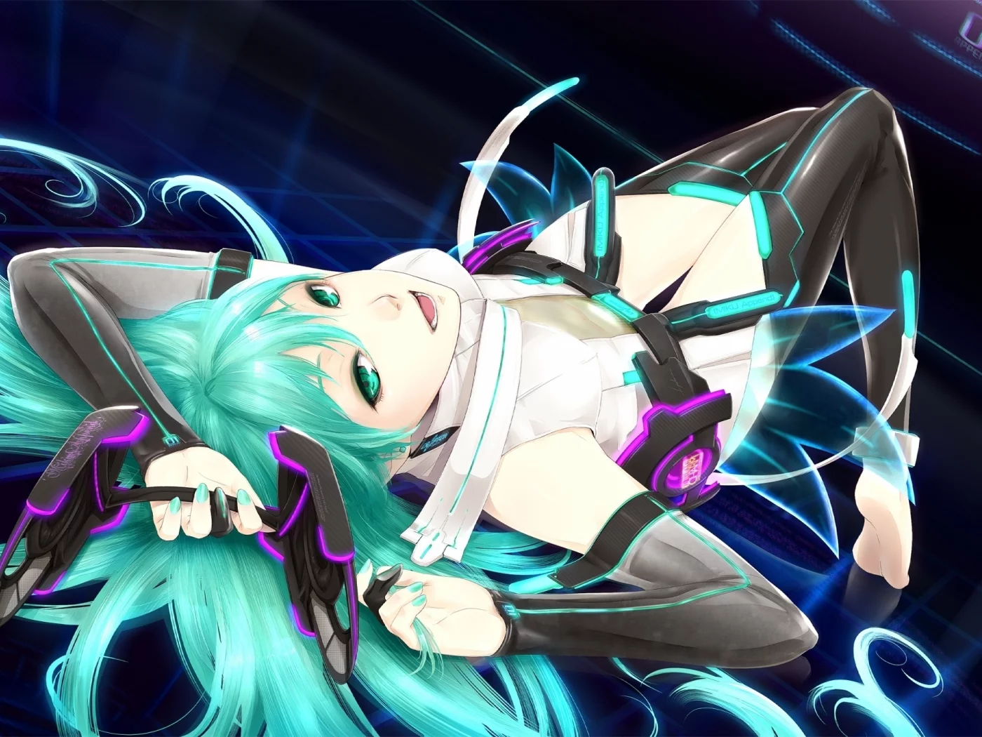 аниме, синие волосы, hatsune miku, вокалоид