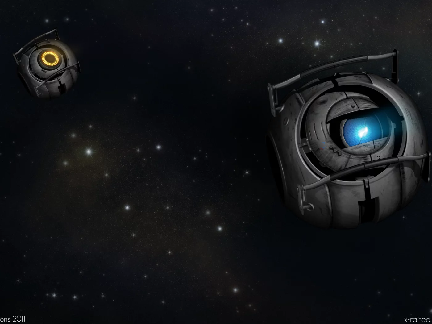 portal 2, космос, звезды, робот, уитли