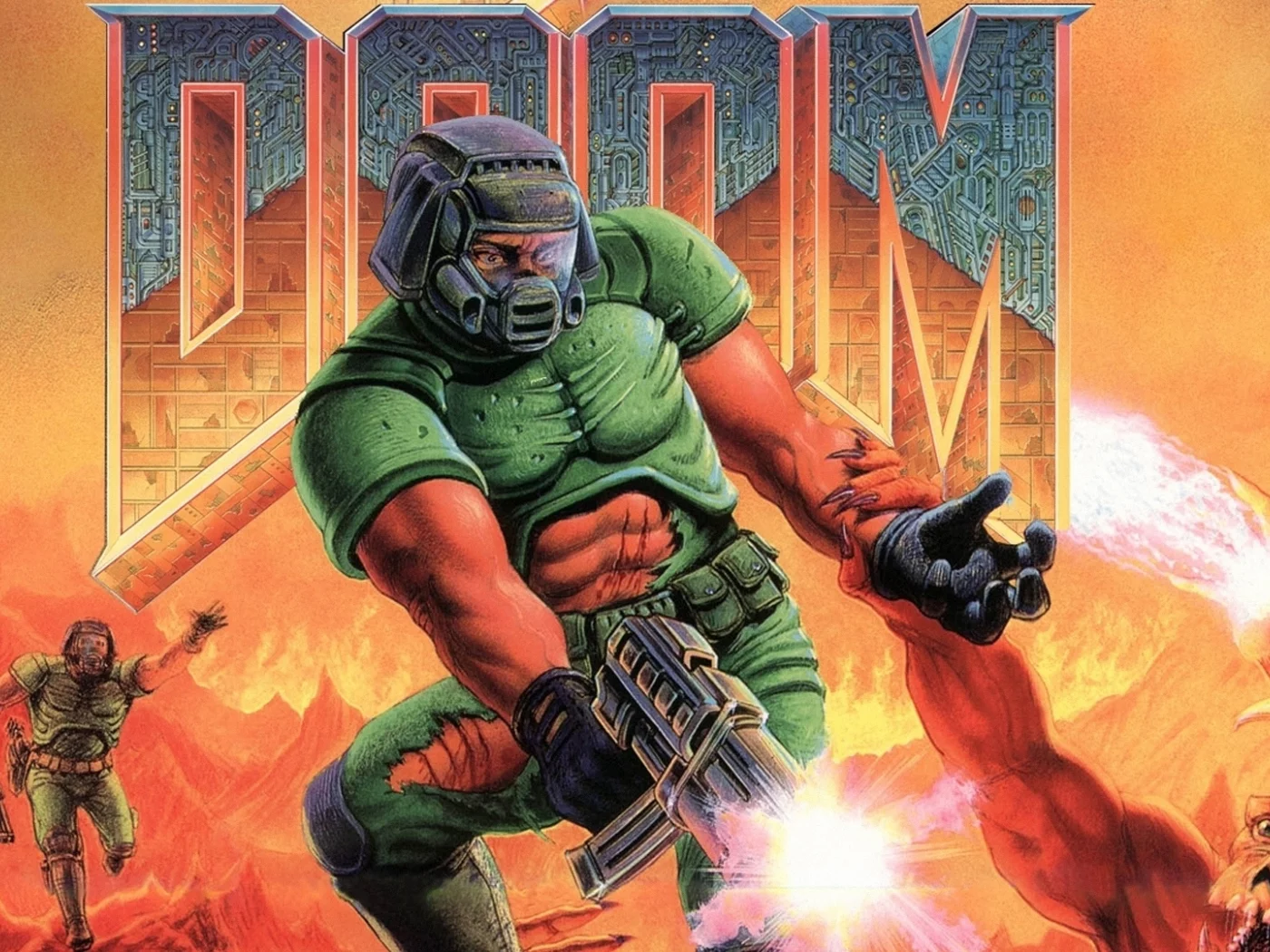 стрельба, doom, doomguy, морпех, космический пехотинец, борьба, монстр
