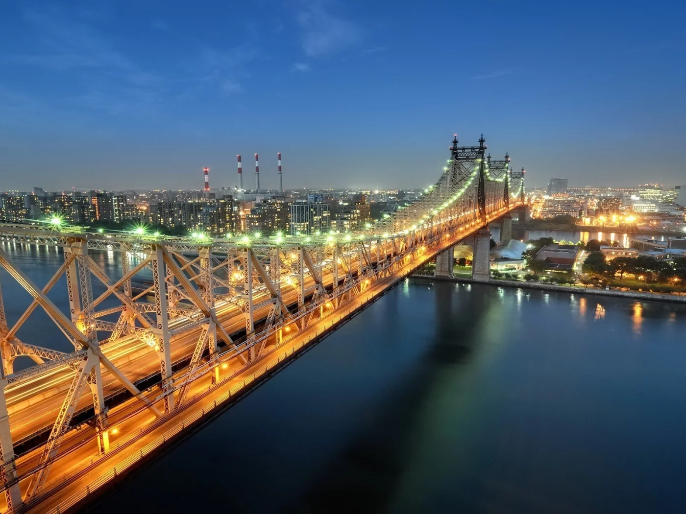 new york city, огни, сумерки, nyc, sutton place, нью-йорк, queensboro bridge, usa, twilight