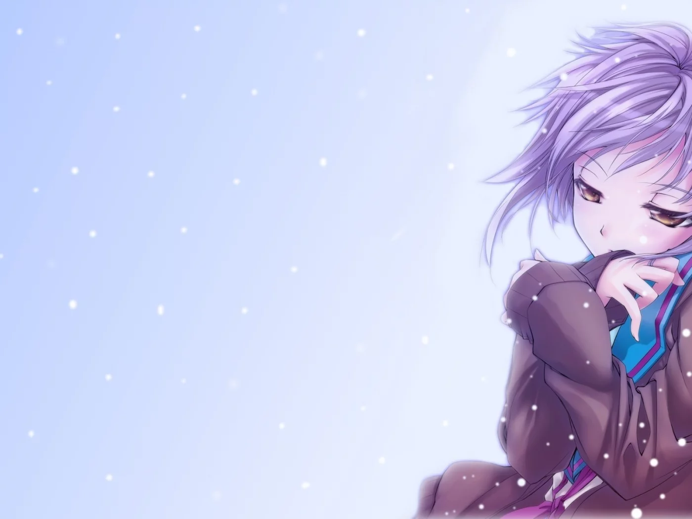 снег, девочка, nagato yuki, аниме