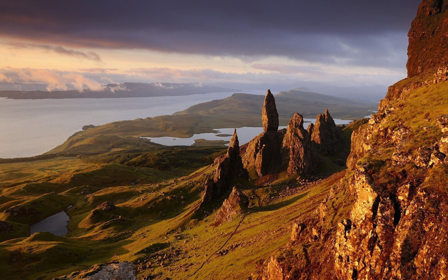 облака, горы, небо, scotland, isle of skye, шотландия, море