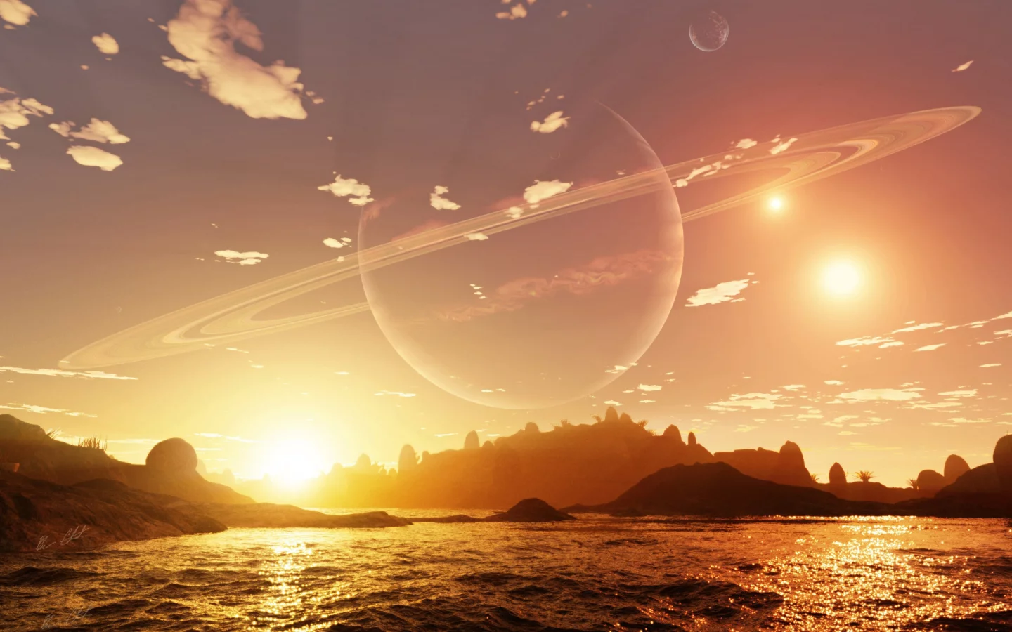 планета, море, alien shores