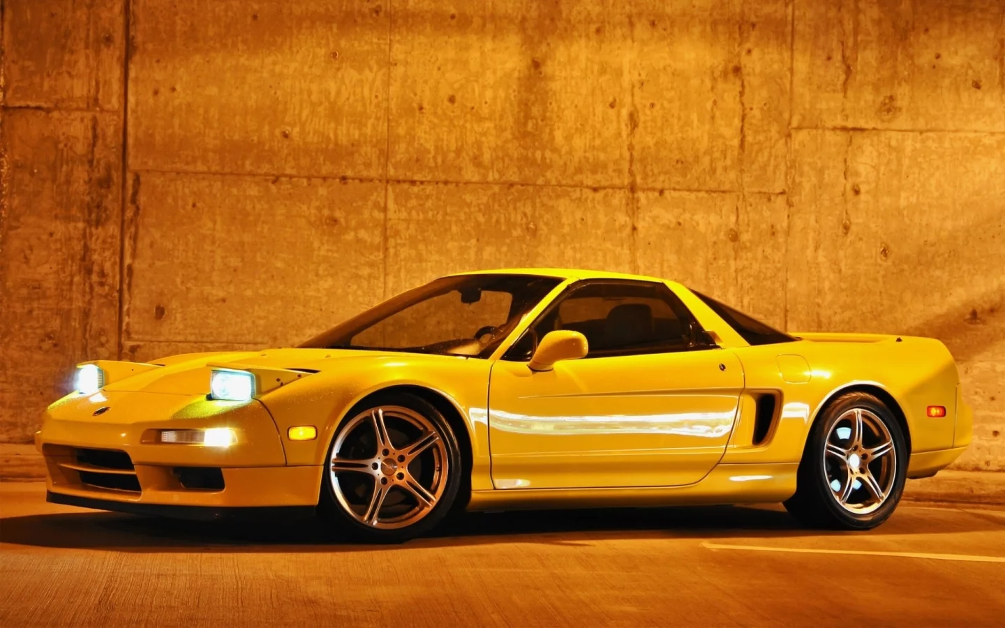 диски, стена, желтый, nsx-t, спорткар, акура, фары, acura