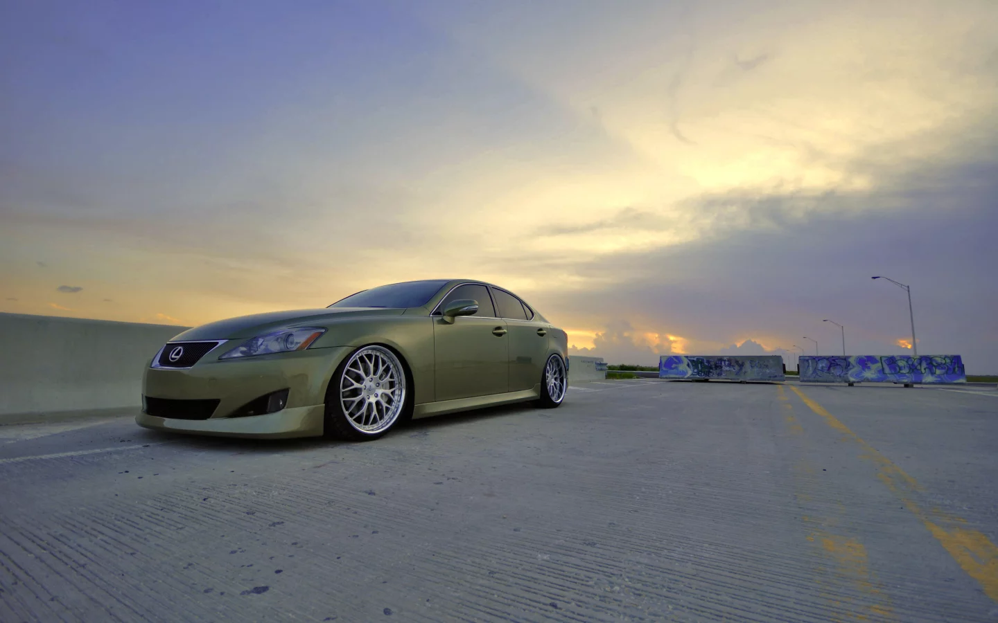 закат, небо, lexus is 250