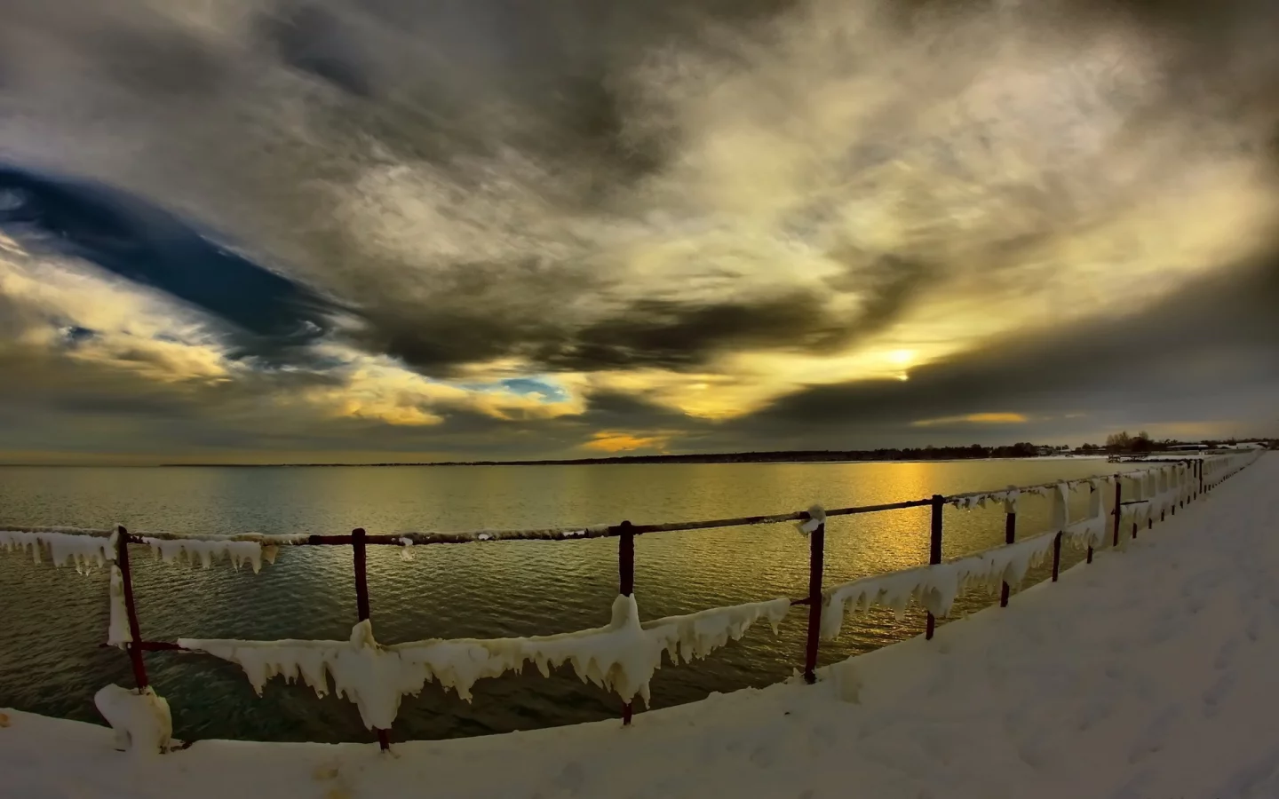 море, пейзаж, зима, природа