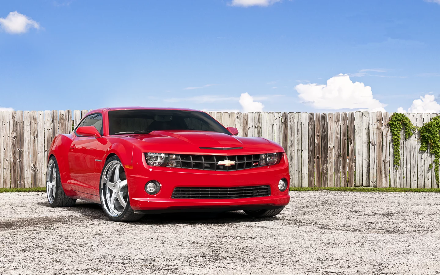 chevrolet, камаро, мускул кар, забор, red, camaro, красный, шевроле