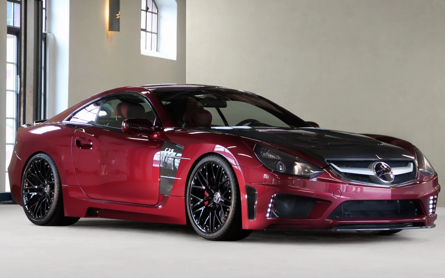 красный, сл класс, красный, r230, red, royale, отражение, мерседес бенц, carlsson, mercedes-benz, блеск, sl-klasse, передняя часть, c25