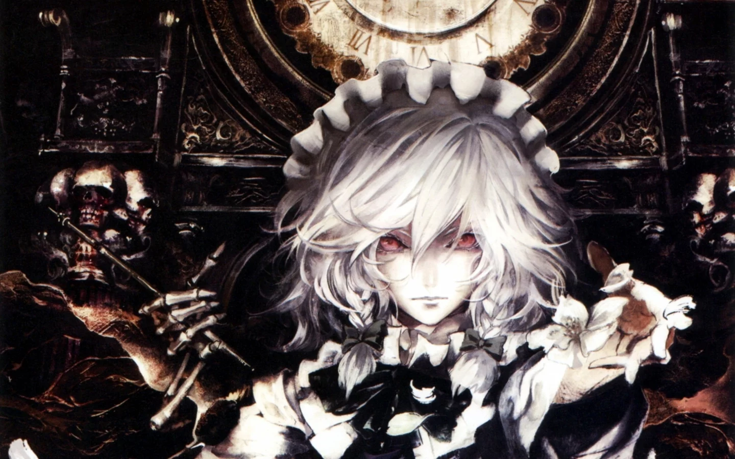 sakuya, touhou, сакуя, идзаёй, тохо, скилет, служанка, рука, izaey