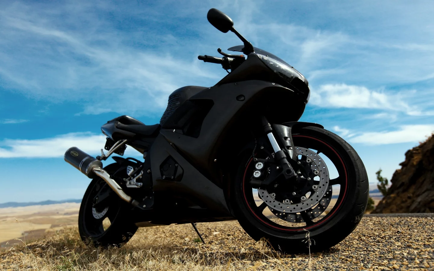 мотоцикл, небо, облака, yamaha, r6