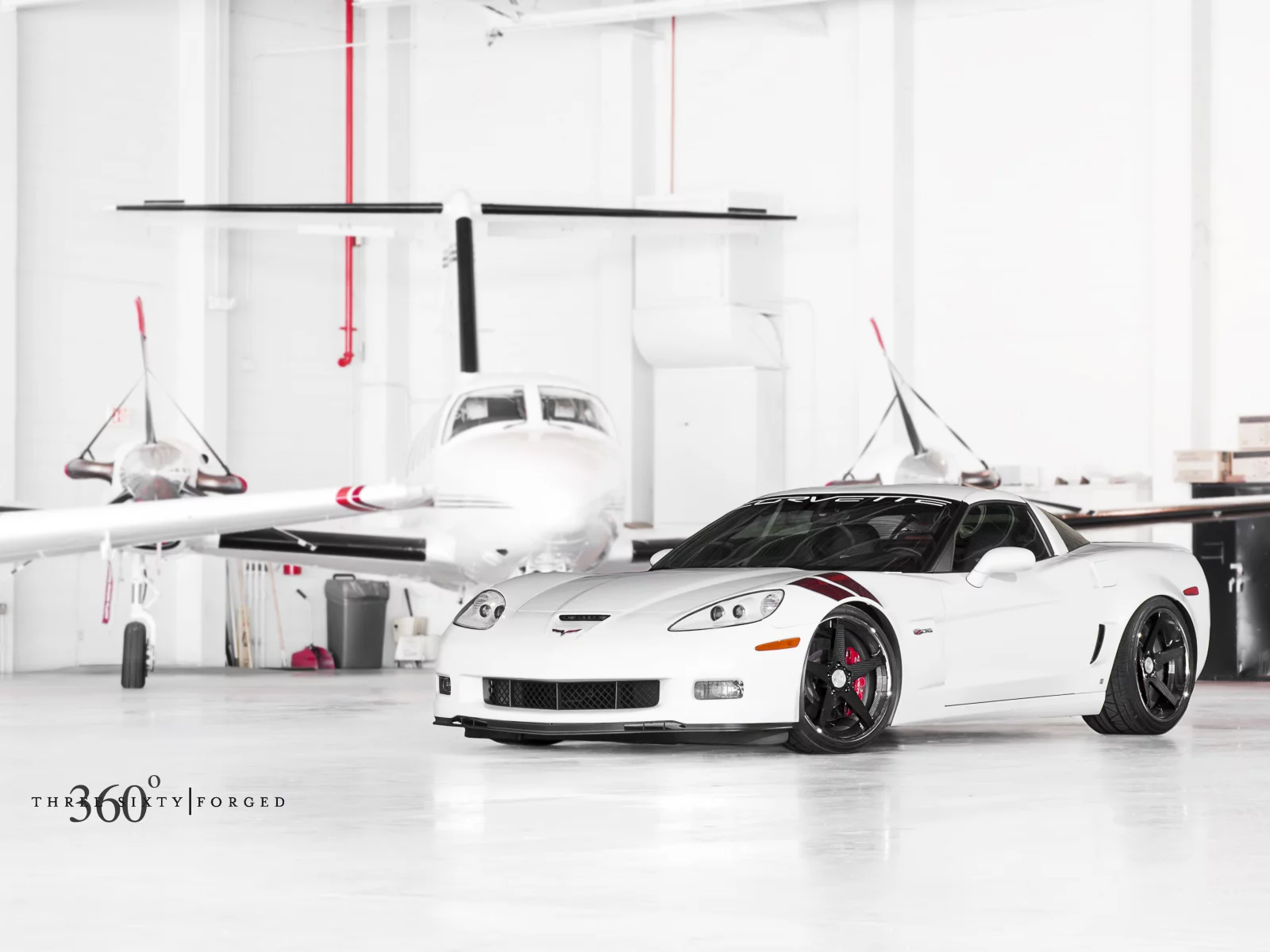chevrolet, z06, передняя часть, 360 three sixty forged, corvette, шевроле, white, ангар, корвет