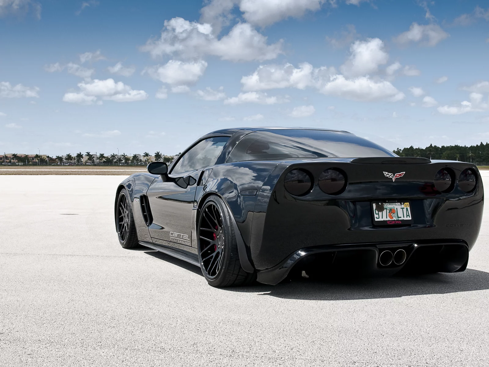 corvette, black, шевроле, задняя часть, chevrolet, чёрный, корвет, 360 three sixty forged, z06