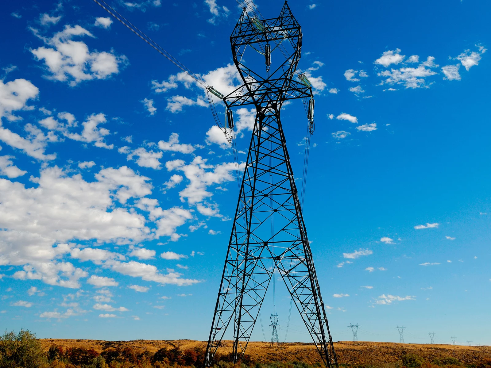 небо, лэп, hdr