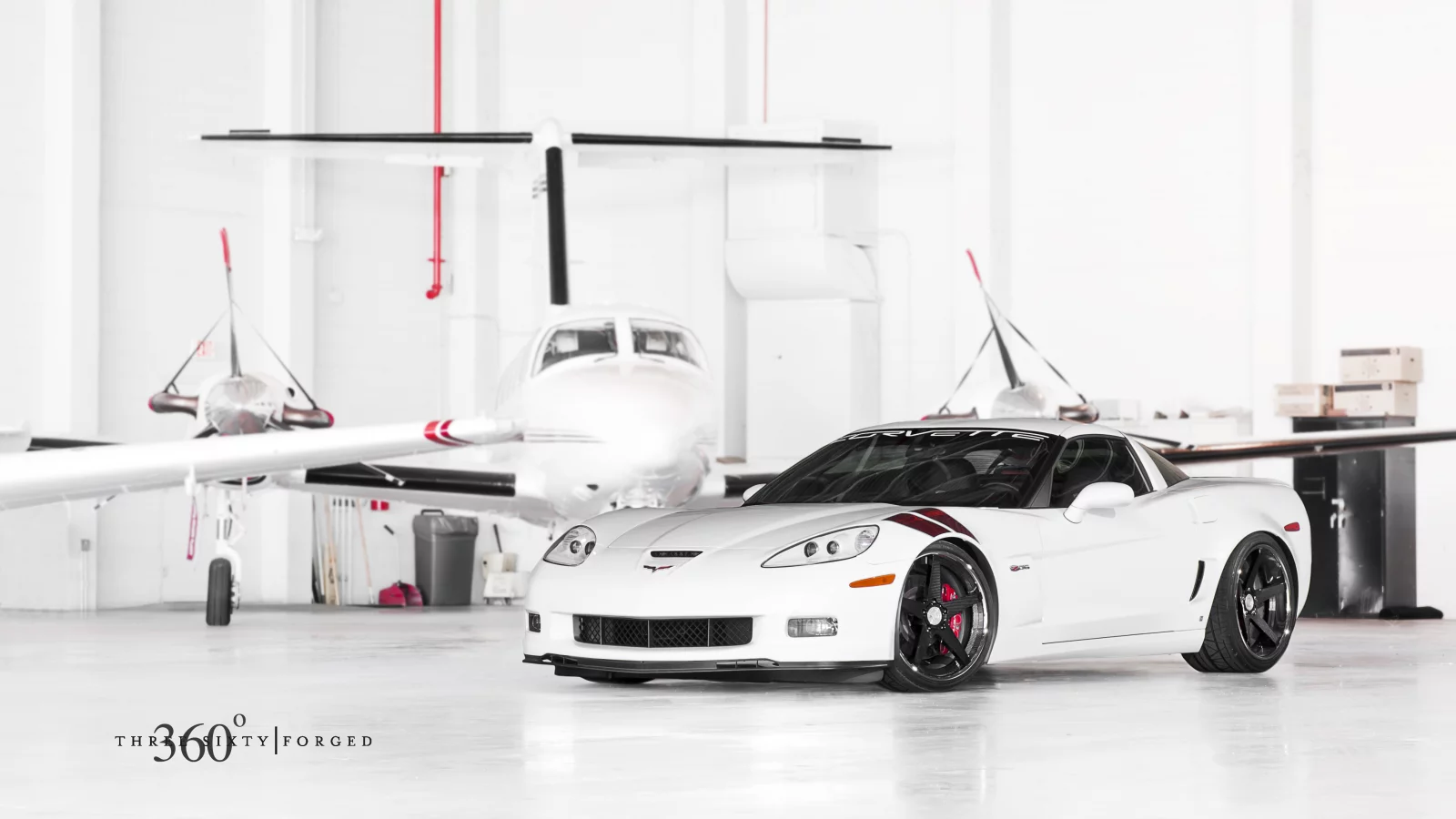 chevrolet, z06, передняя часть, 360 three sixty forged, corvette, шевроле, white, ангар, корвет