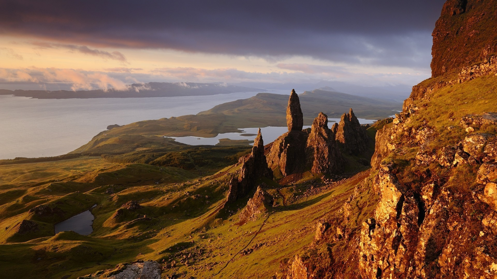 облака, горы, небо, scotland, isle of skye, шотландия, море