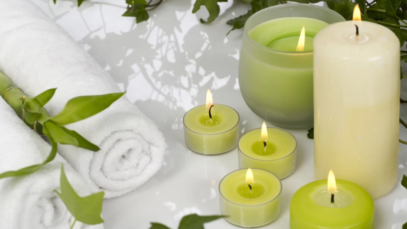 свечи, spa, релаксация, зеленое