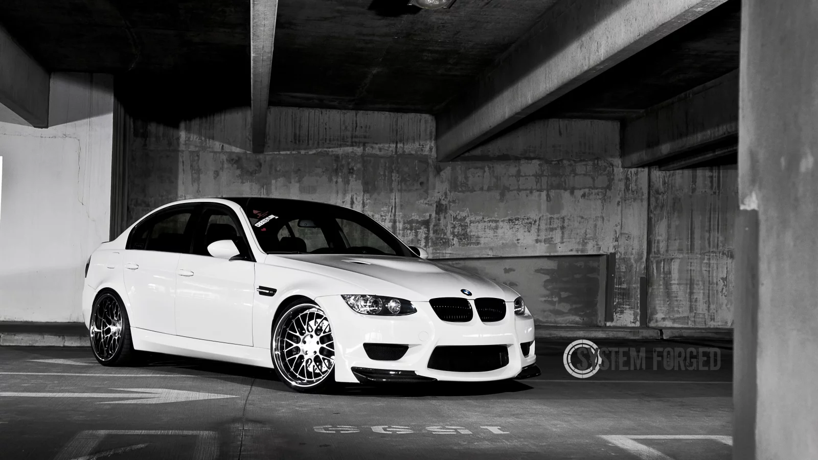 bmw, e90, парковка, white, белый, m3, system forged, бмв, передняя часть
