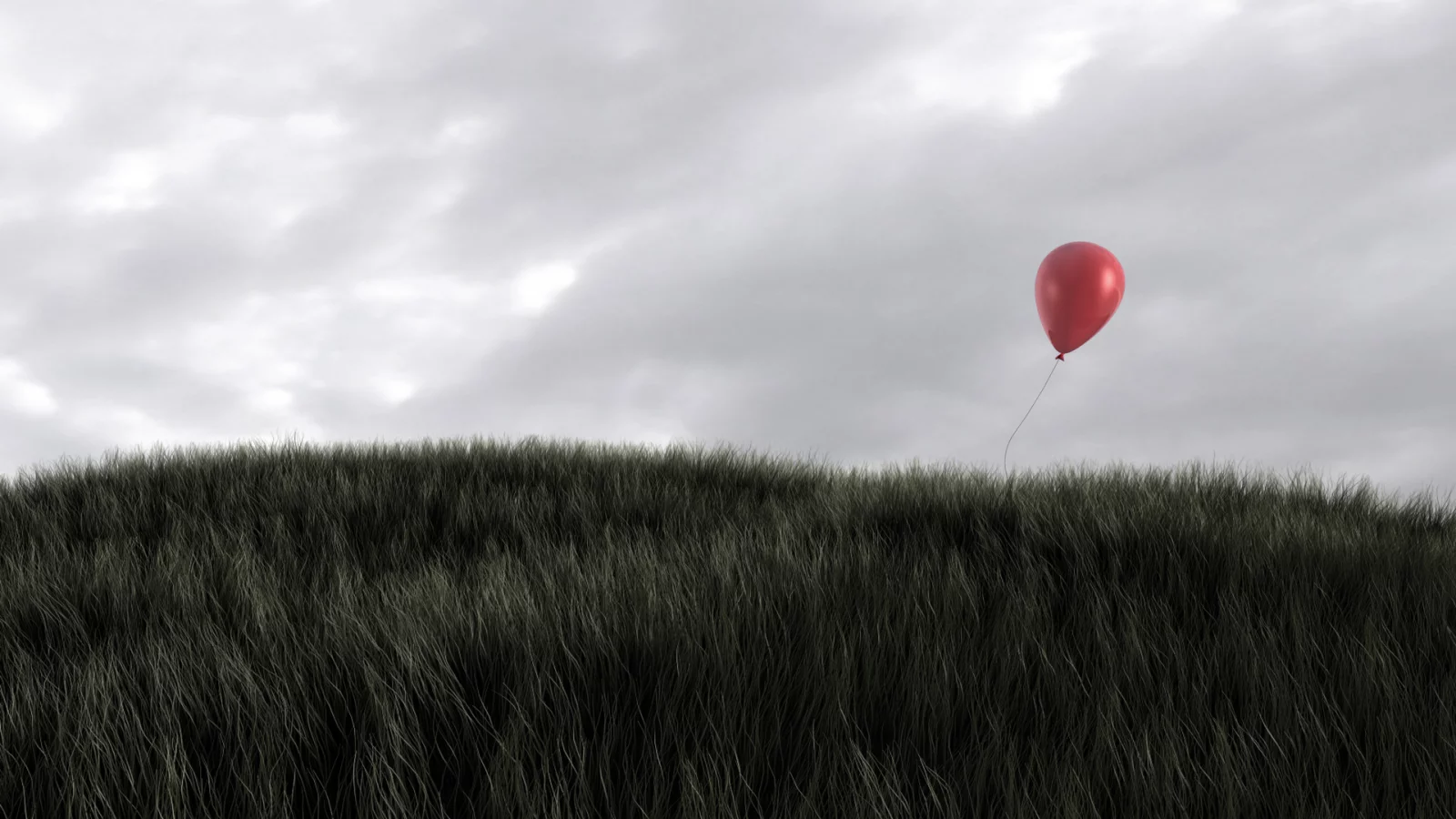 поле, природа, alone, один, шарик, balloon, трава