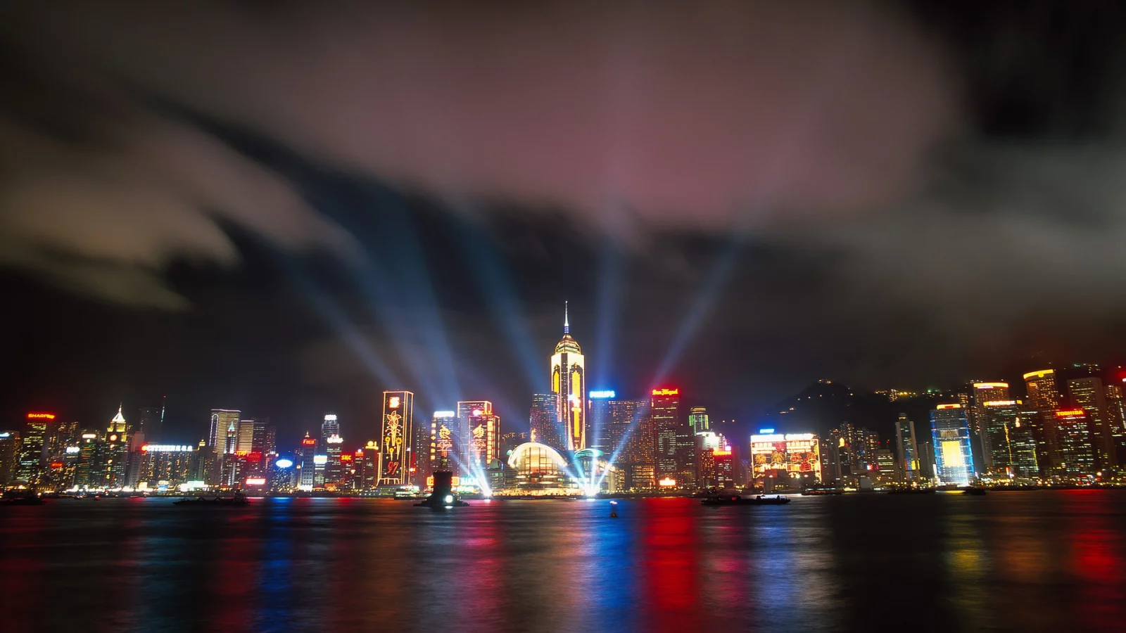 hong kong, город, ночь