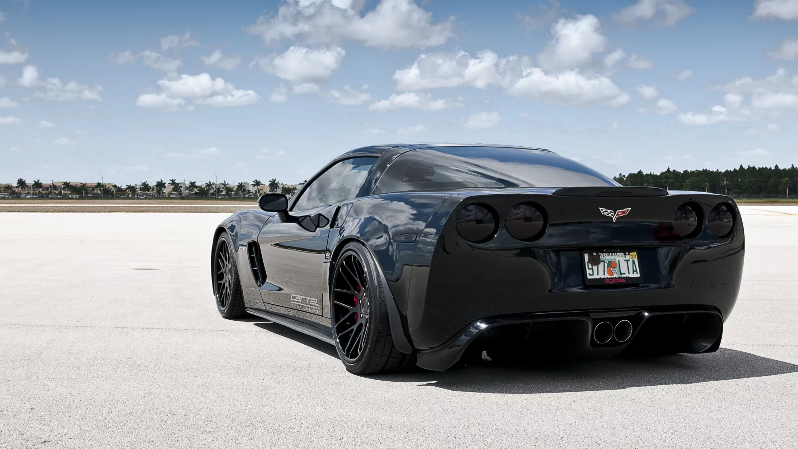 corvette, black, шевроле, задняя часть, chevrolet, чёрный, корвет, 360 three sixty forged, z06