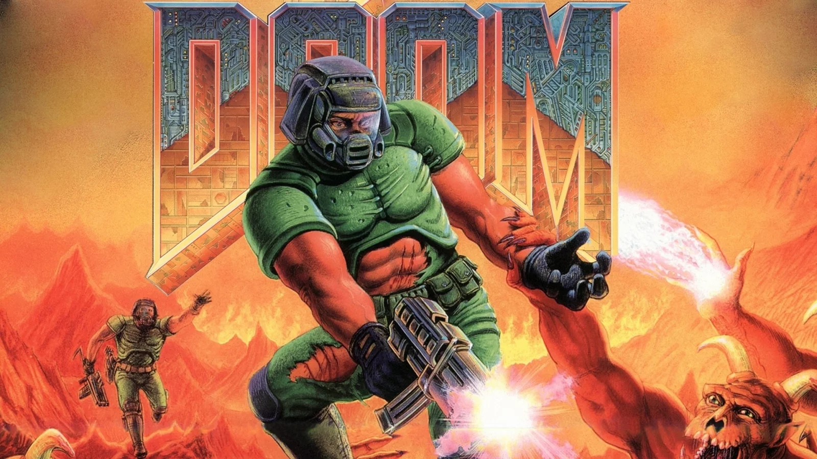 стрельба, doom, doomguy, морпех, космический пехотинец, борьба, монстр