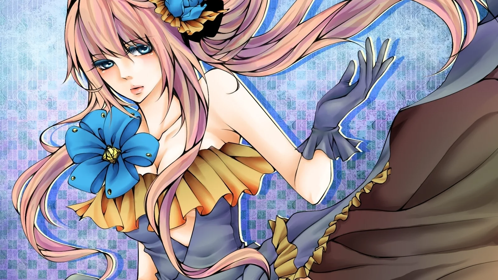 платье, девушка, рисунок, цветок, vocaloid, megurine luka, вокалоид