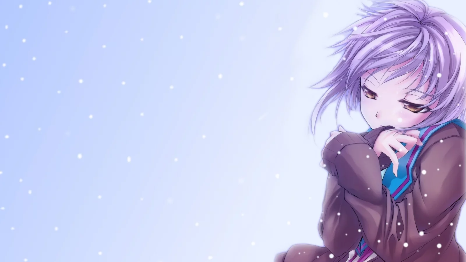 снег, девочка, nagato yuki, аниме