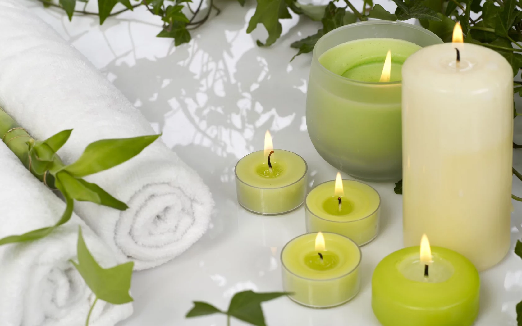 свечи, spa, релаксация, зеленое