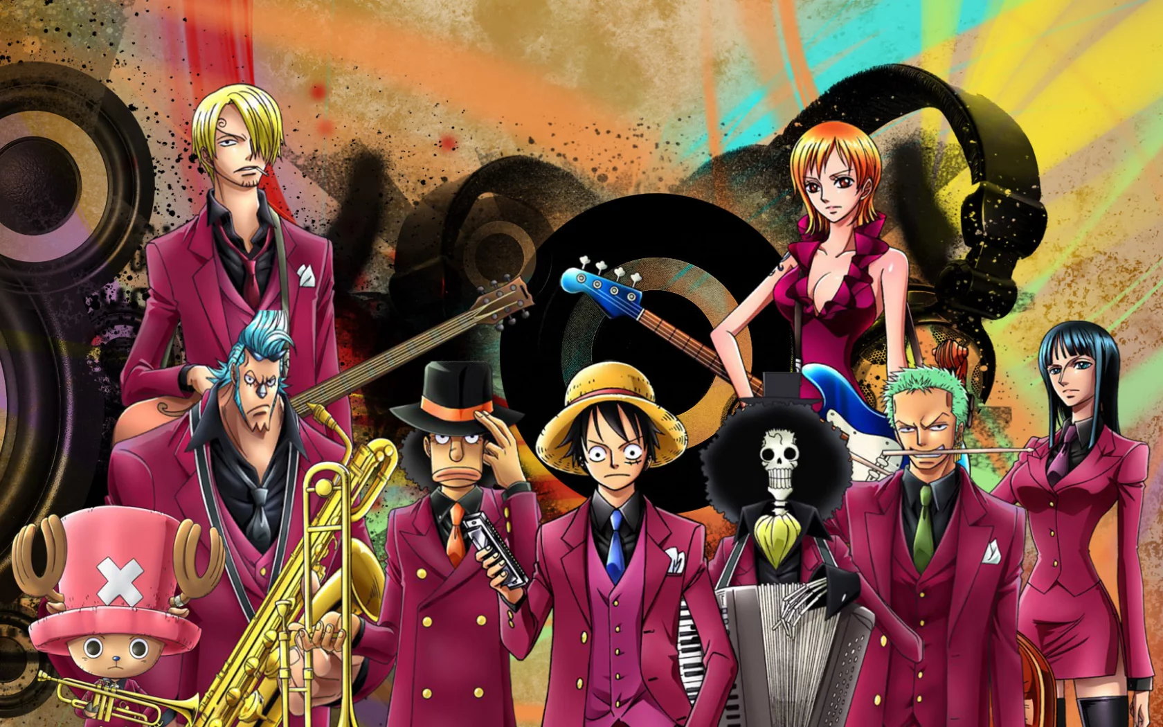 соломенная шляпа, one piece, в костюмах, музыкальные инструменты