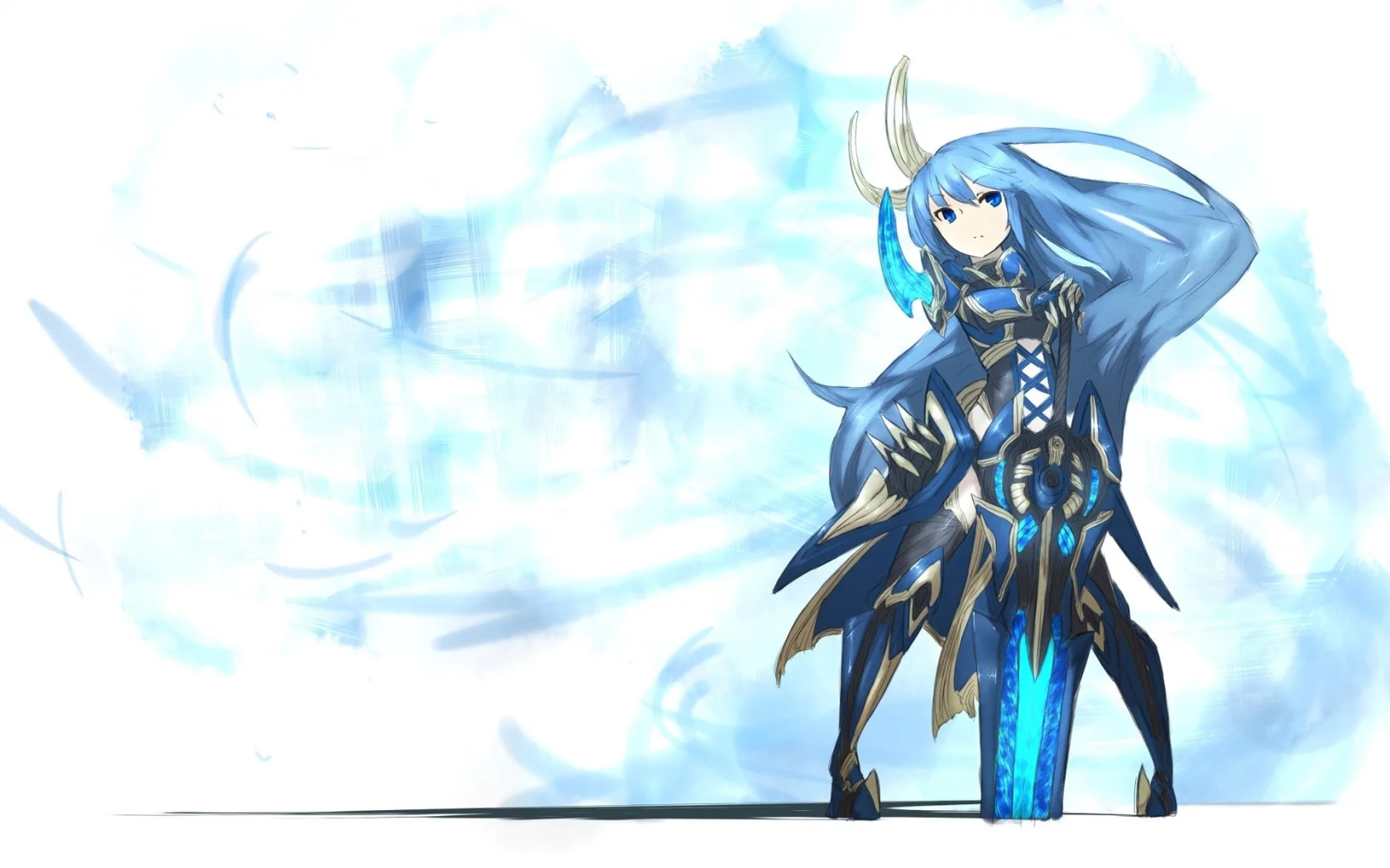sword, usagi, shirogane, девушка, warrior, girl, меч, синий