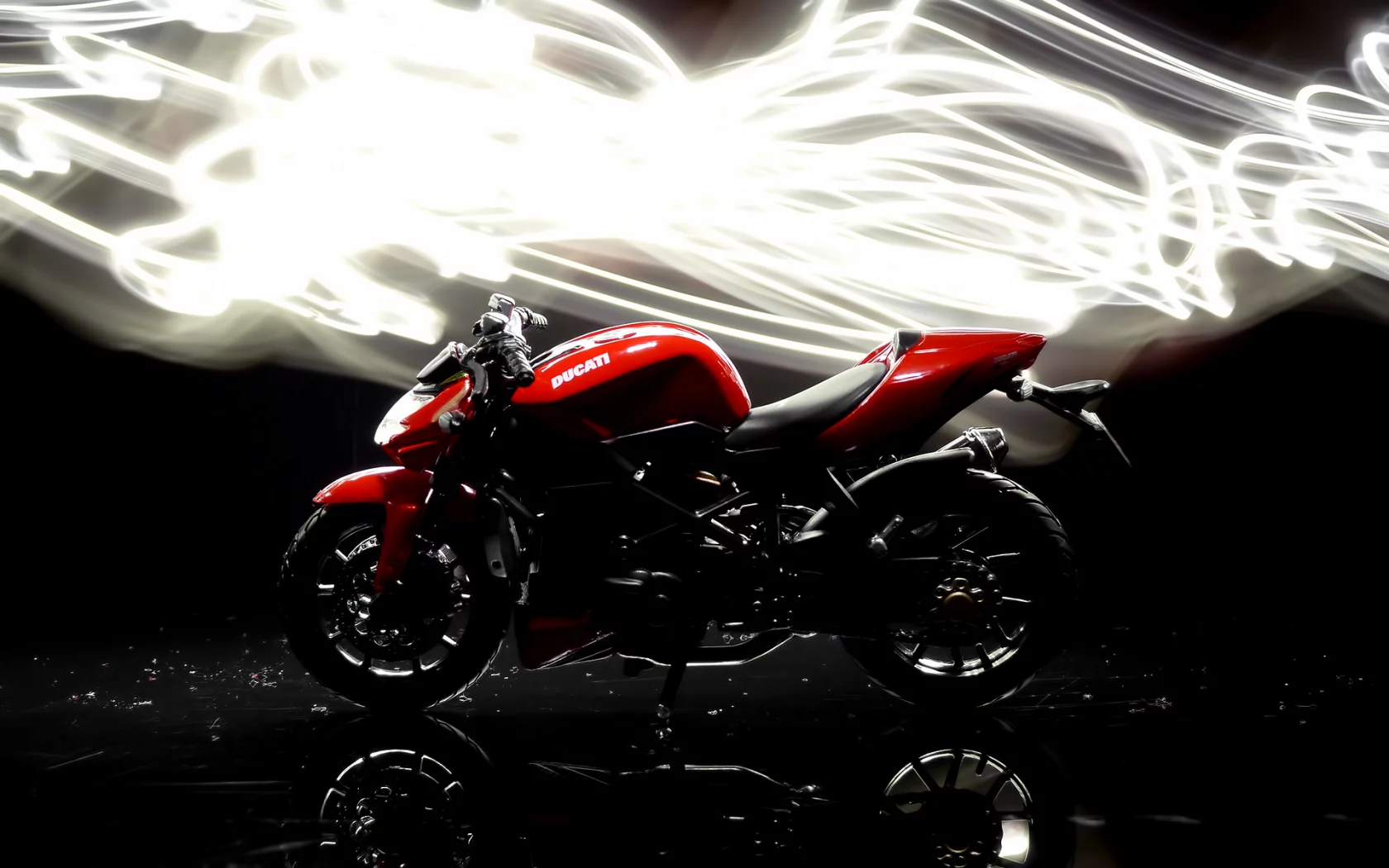 streetfighter, ducati, свечение, фон, мотоцикл, темный