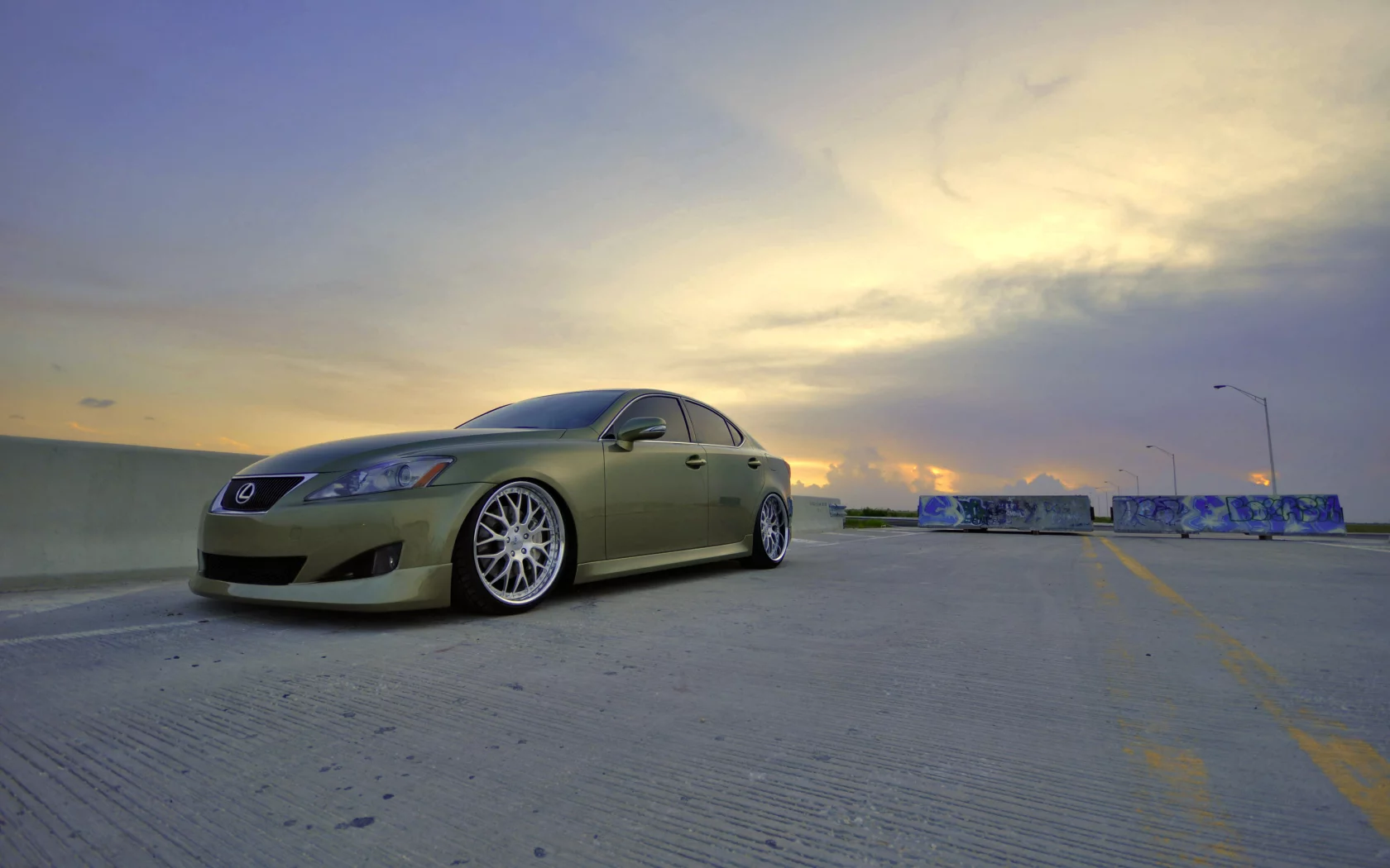 закат, небо, lexus is 250