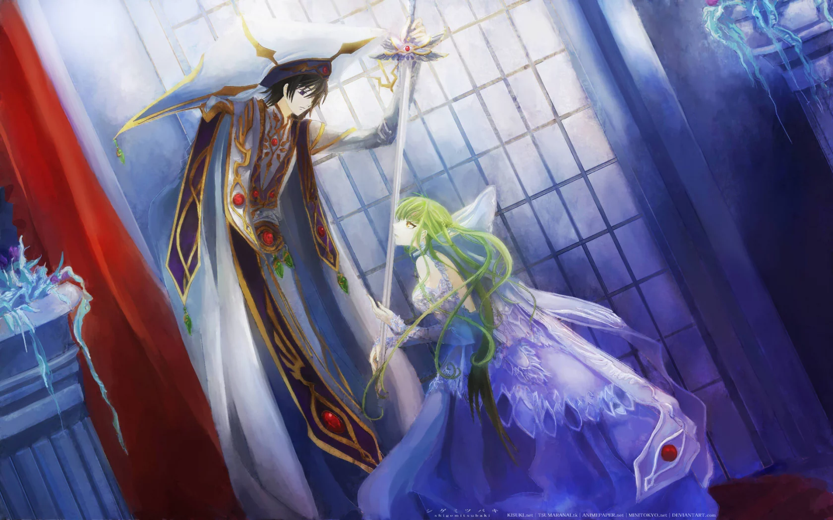 сode geass, поклон, принц, лелуш, зеленые волосы