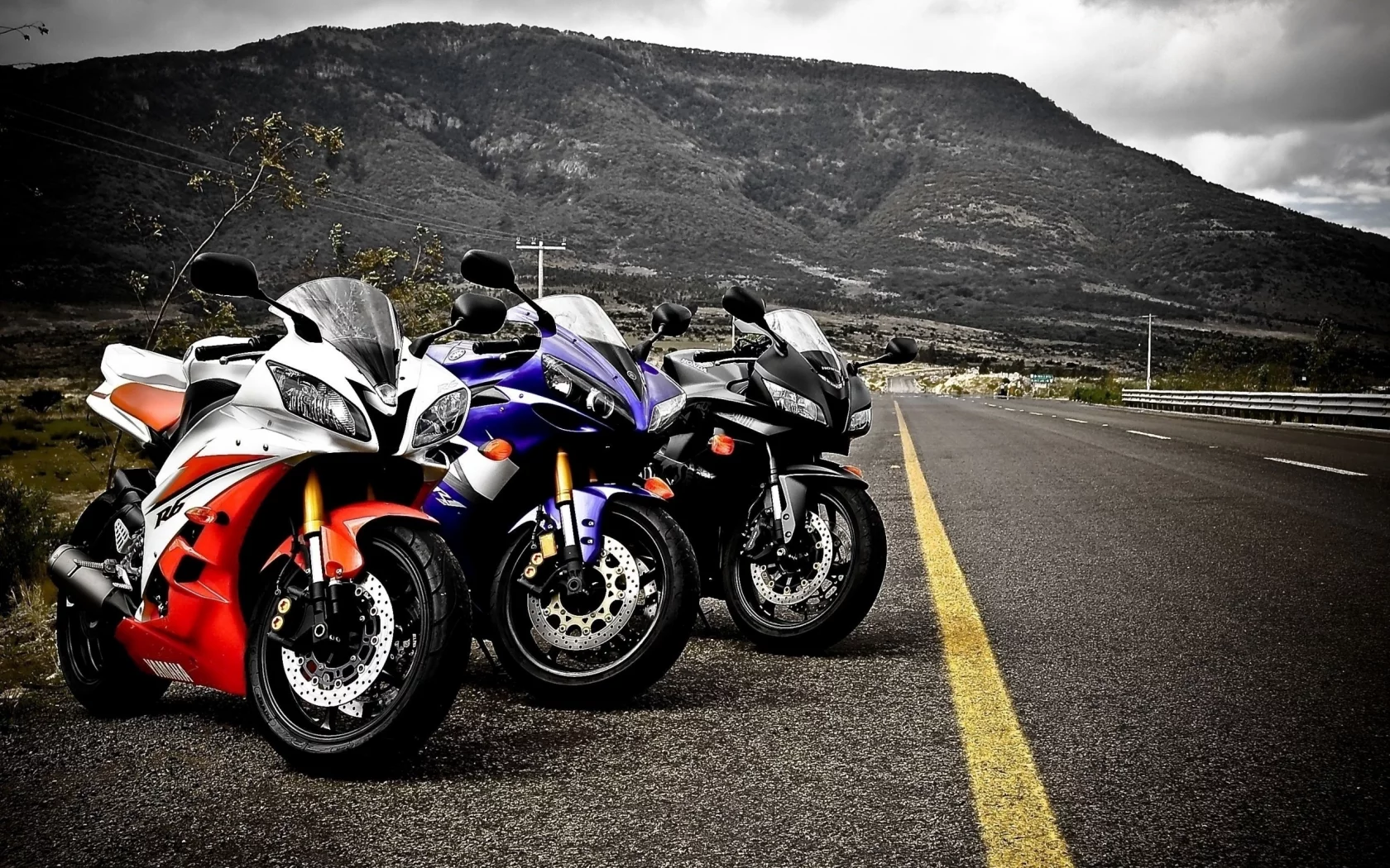 мотоциклы, разметка, honda, дорога
