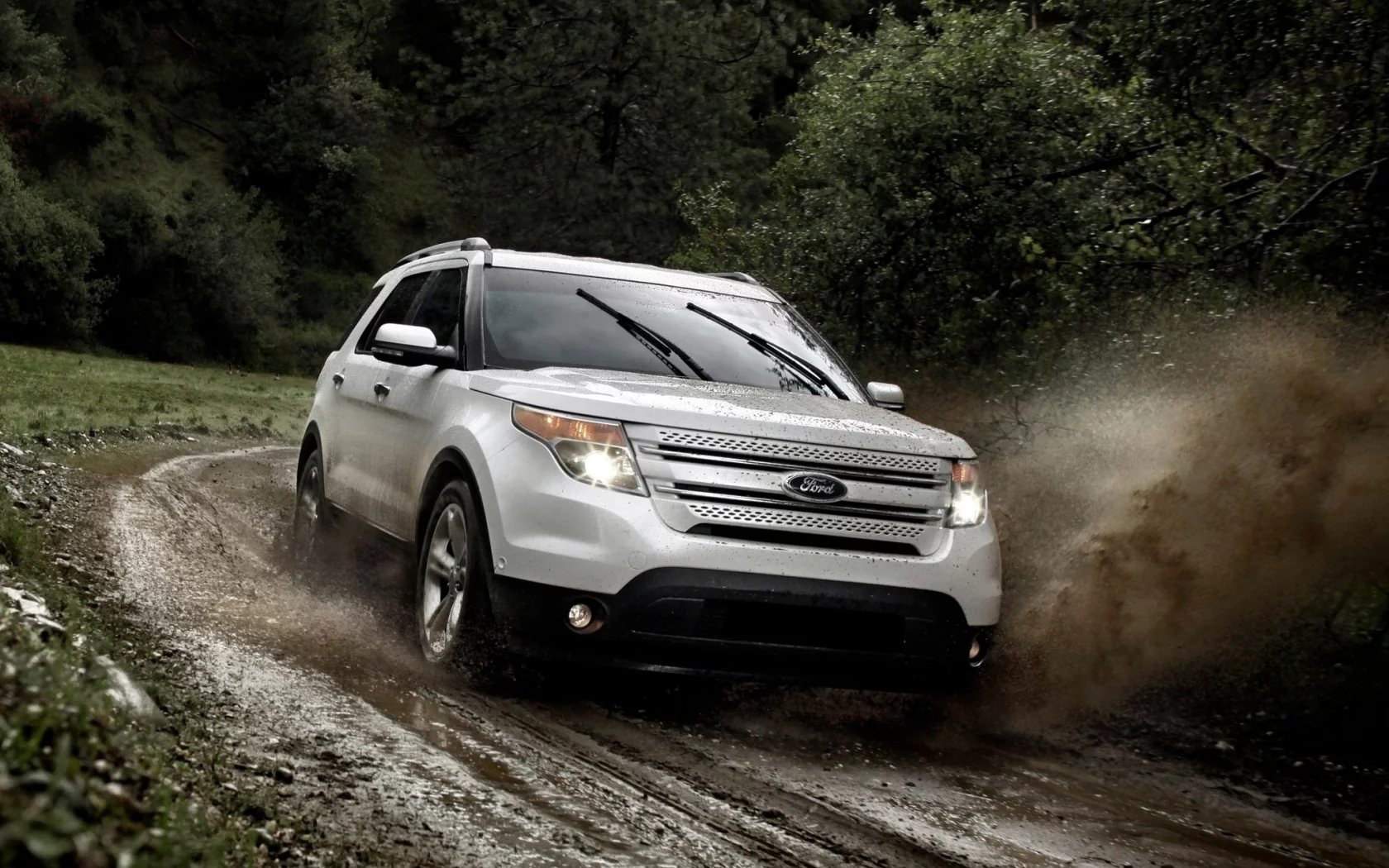 белый, explorer, ford