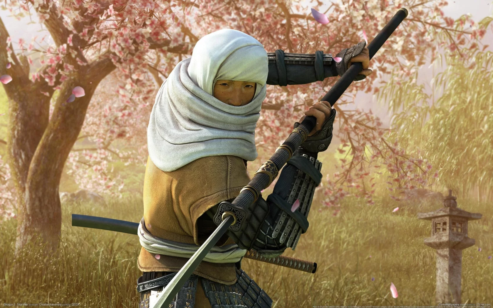 нагинат, мужчина, shogun total war, клинок, оружие, меч, сакура