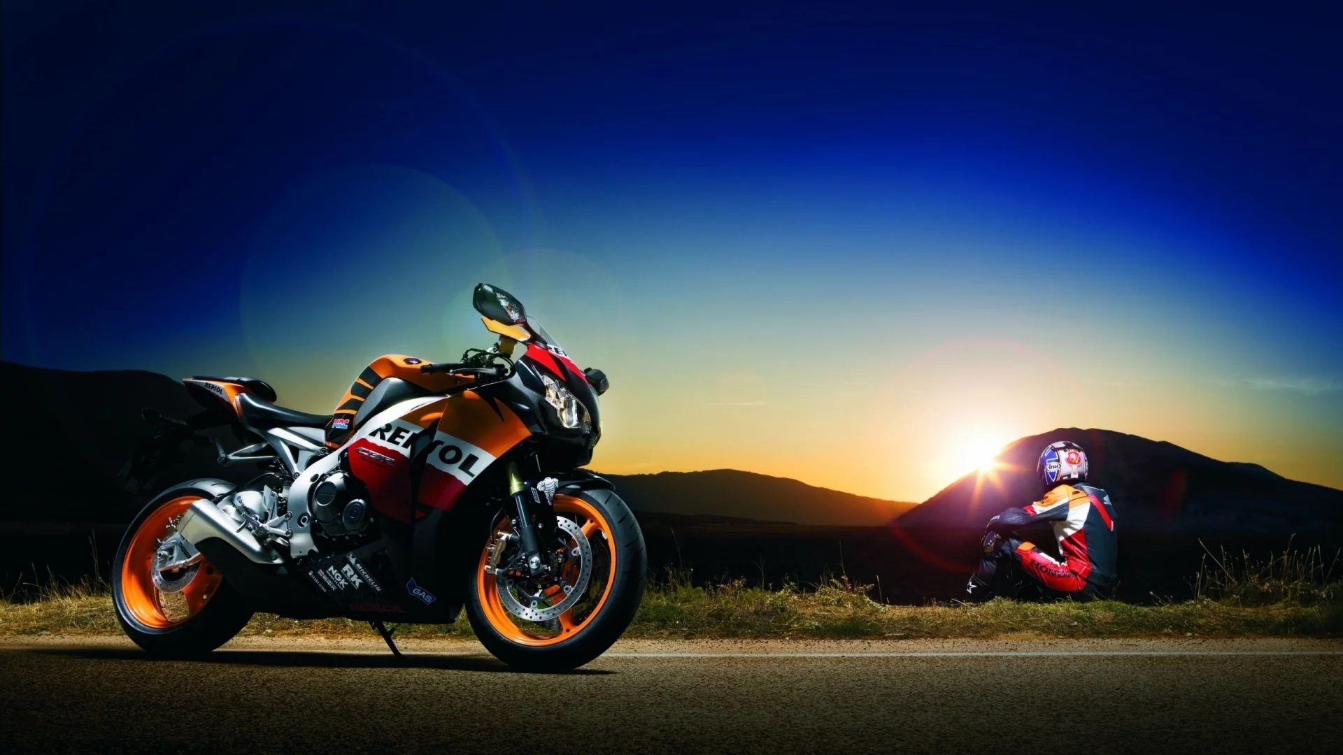 блик, закат, cbr, мотоцикл, honda, мотоциклист, хонда, fireblade