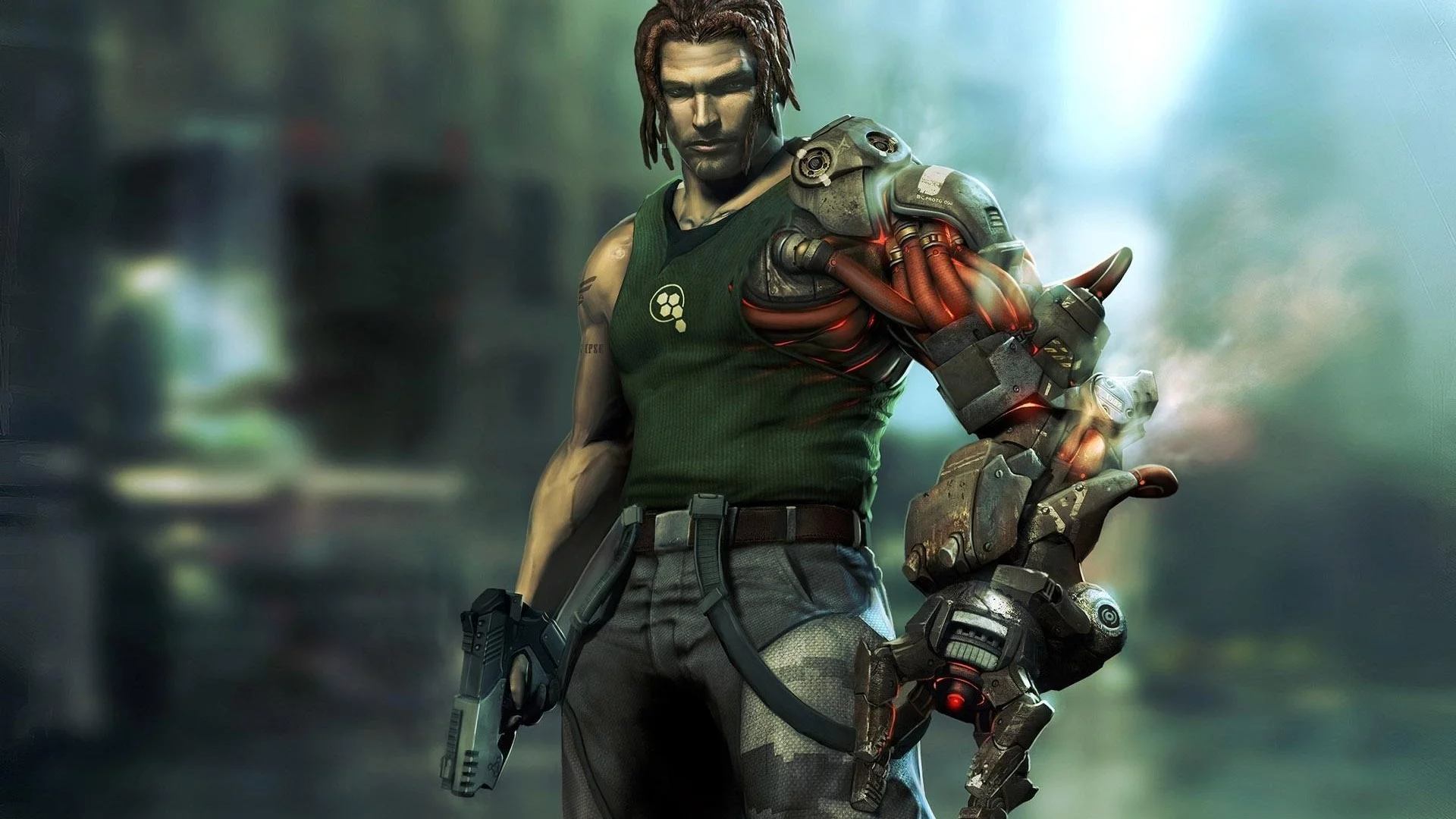 рука, bionic commando, пистолет
