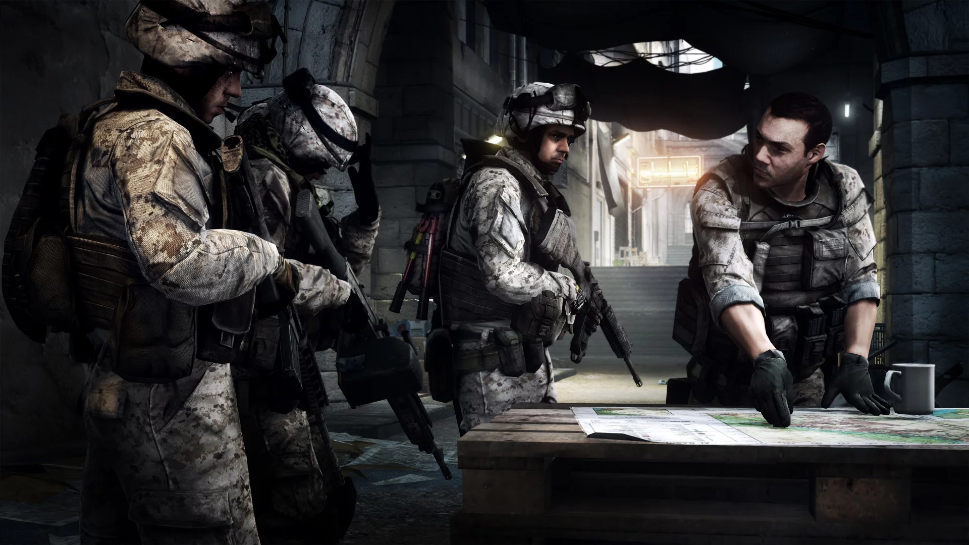 отряд, карта, поле сражений, gamewallpapers, бойцы, командир, ea, инструктаж, battlefield 3, солдаты