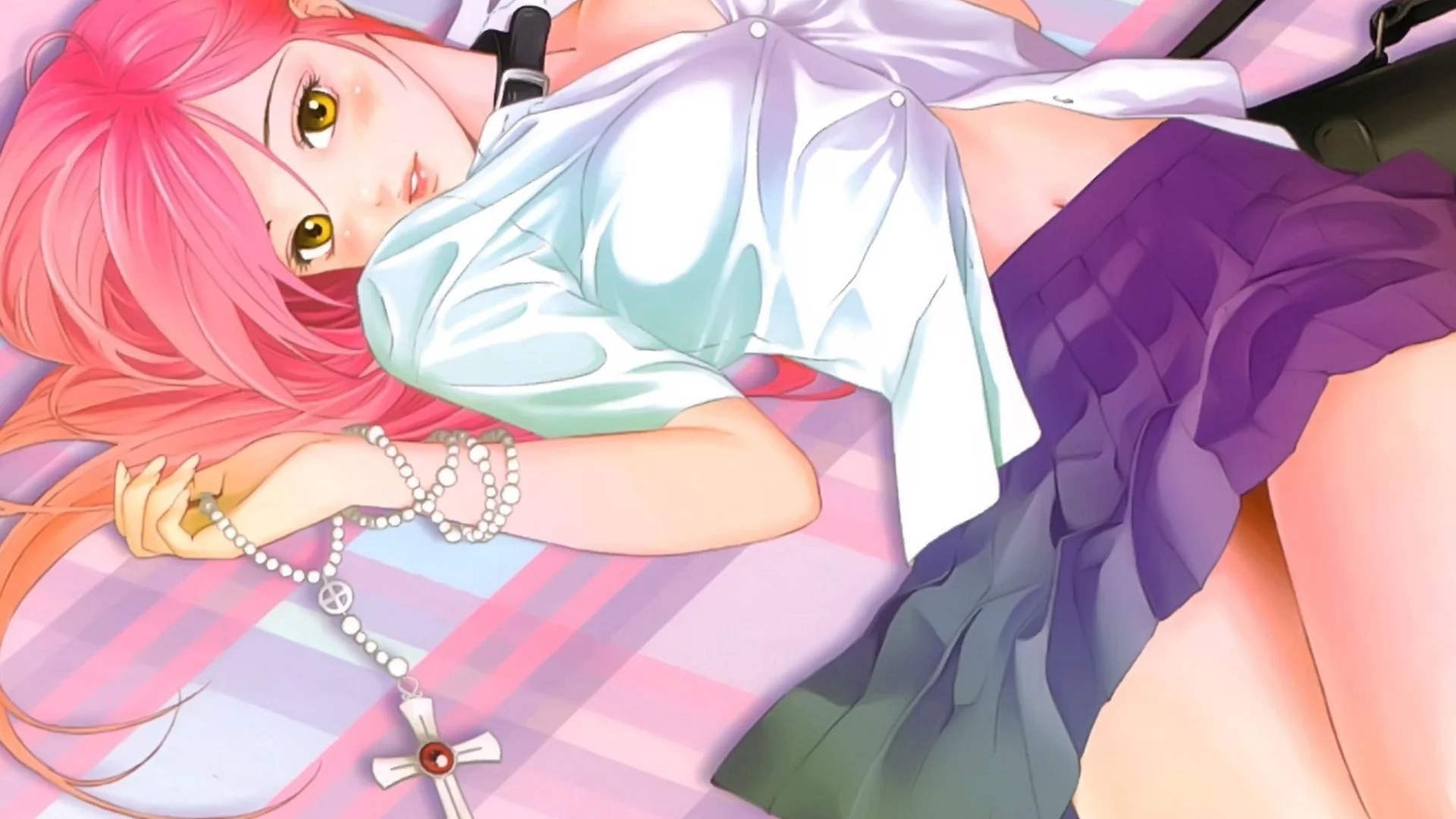 девушка, vampire, rosario vampire, moka akashiya, крестик
