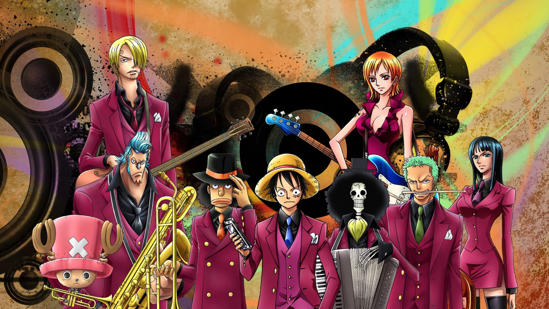 соломенная шляпа, one piece, в костюмах, музыкальные инструменты