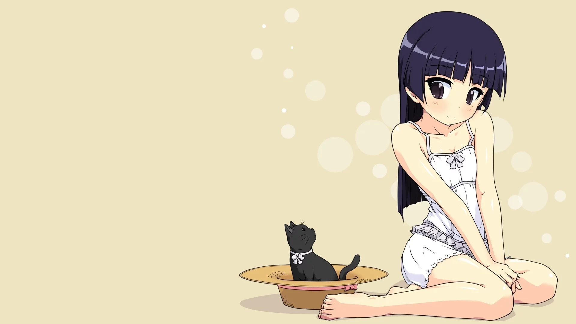 аниме, gokou ruri, шляпа, неко, ore no imouto ga konnani kawaii wake ga nai, кошка, девочка